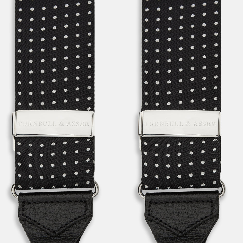 Black & White Small Spot Adjustable Silk Braces