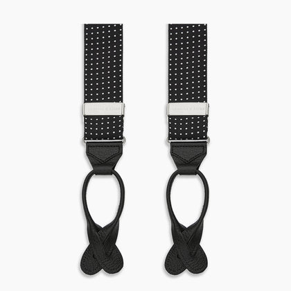 Black & White Small Spot Adjustable Silk Braces Image 2