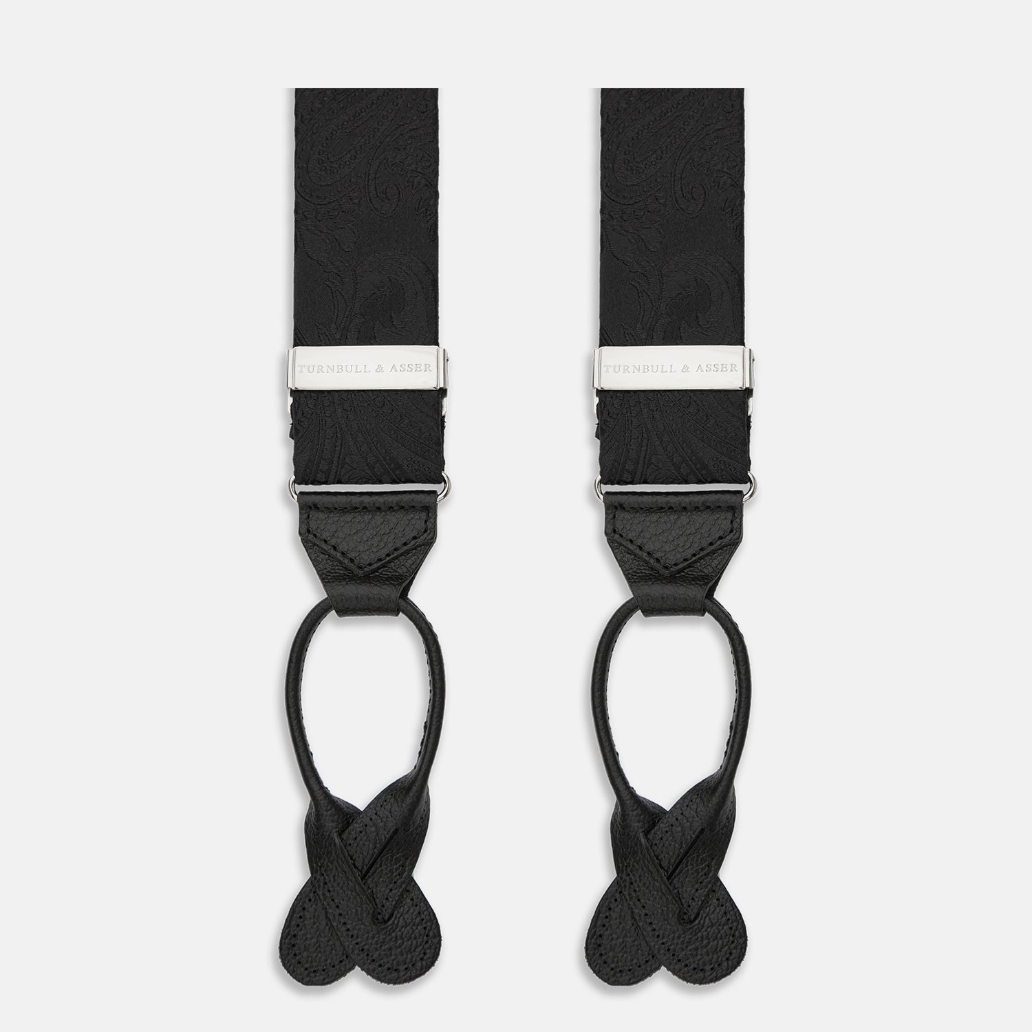Black Paisley Adjustable Silk Braces | Turnbull & Asser