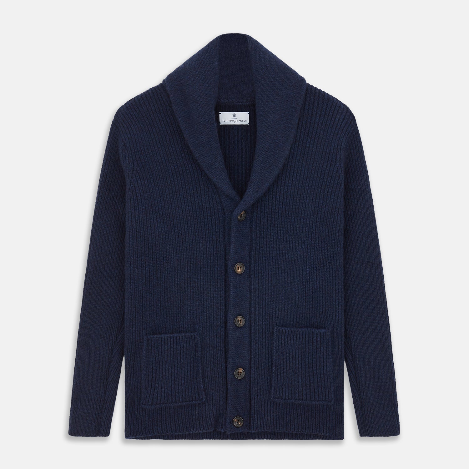 View 1 of product Navy Shawl Collar Cashmere Cardigan
