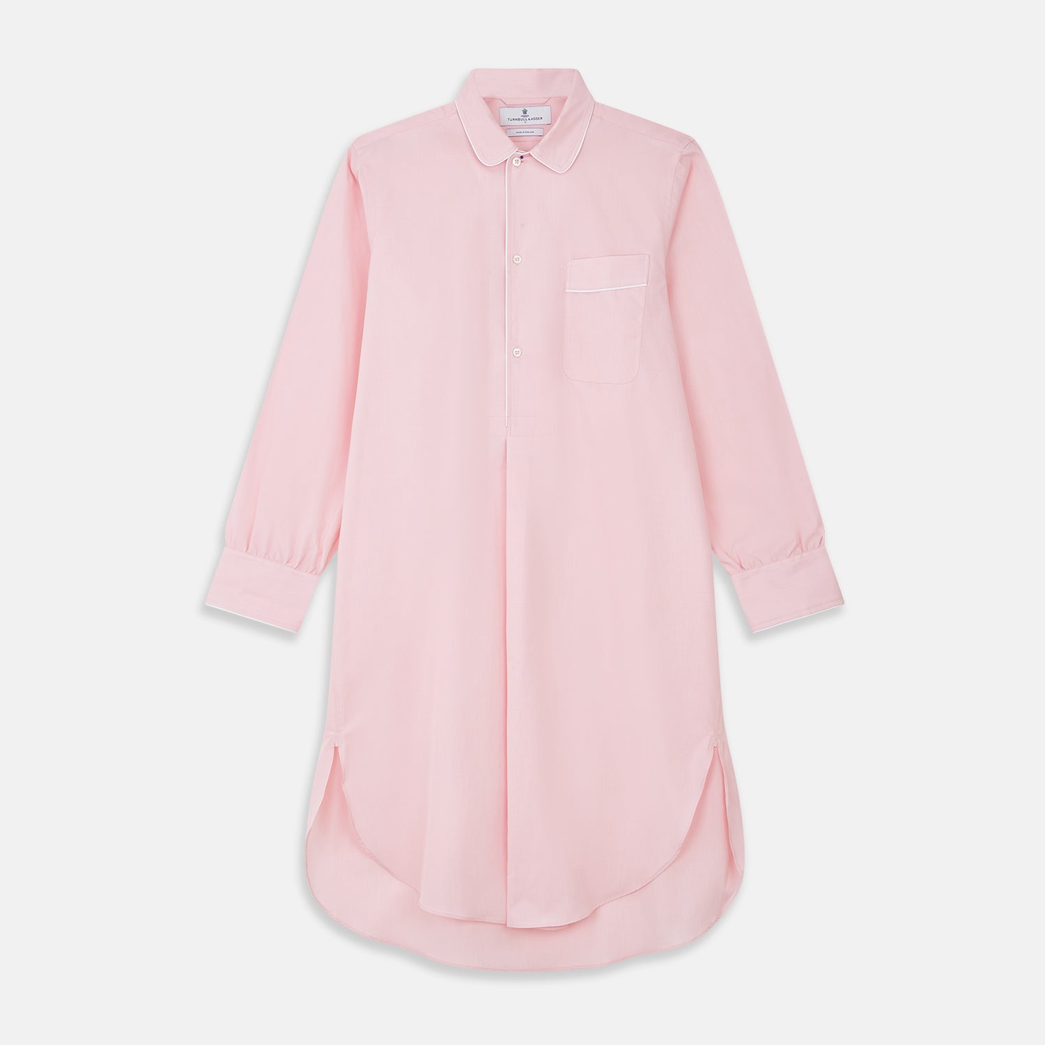 View 1 of product Pink Piped End-On-End Cotton Nightshirt