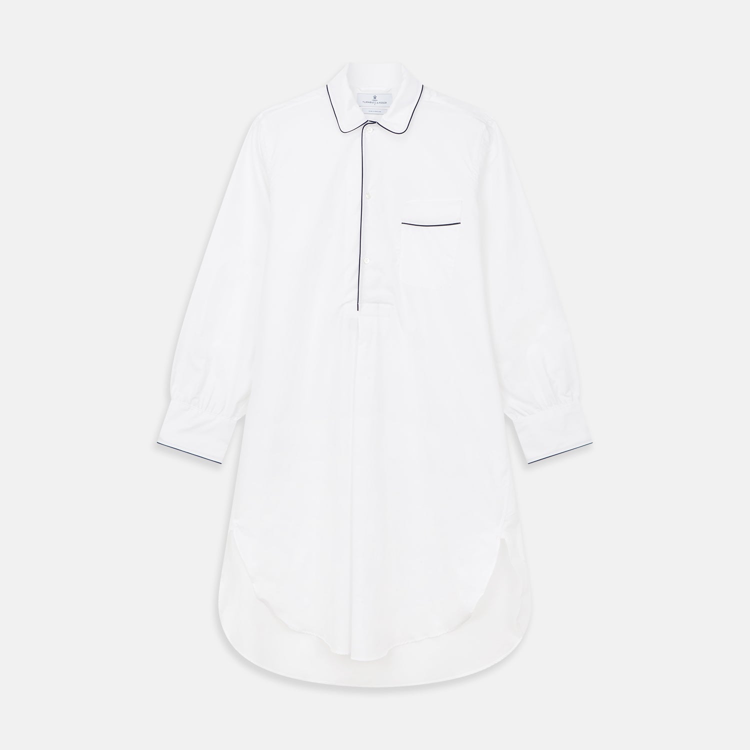 White Piped Cotton Nightshirt