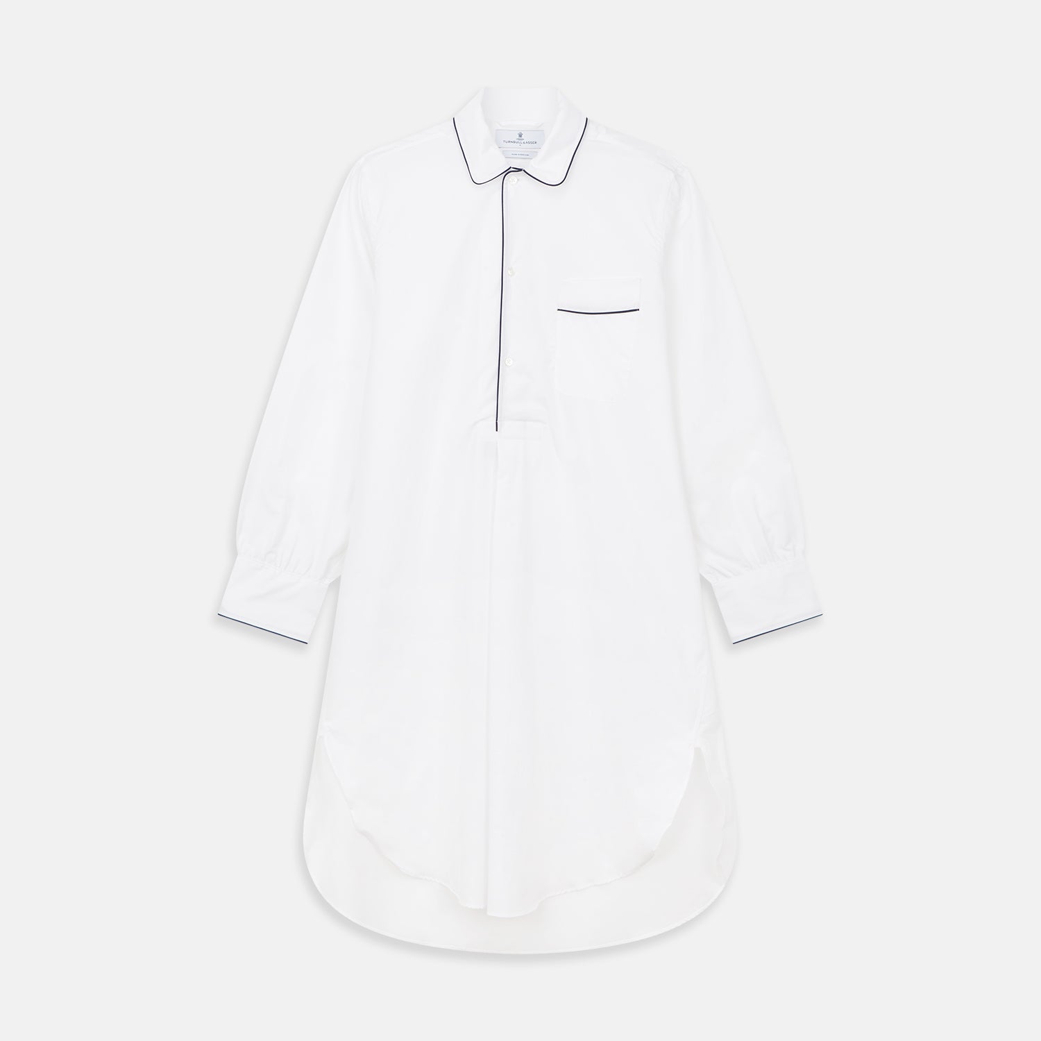 View 1 of product White Piped Cotton Nightshirt