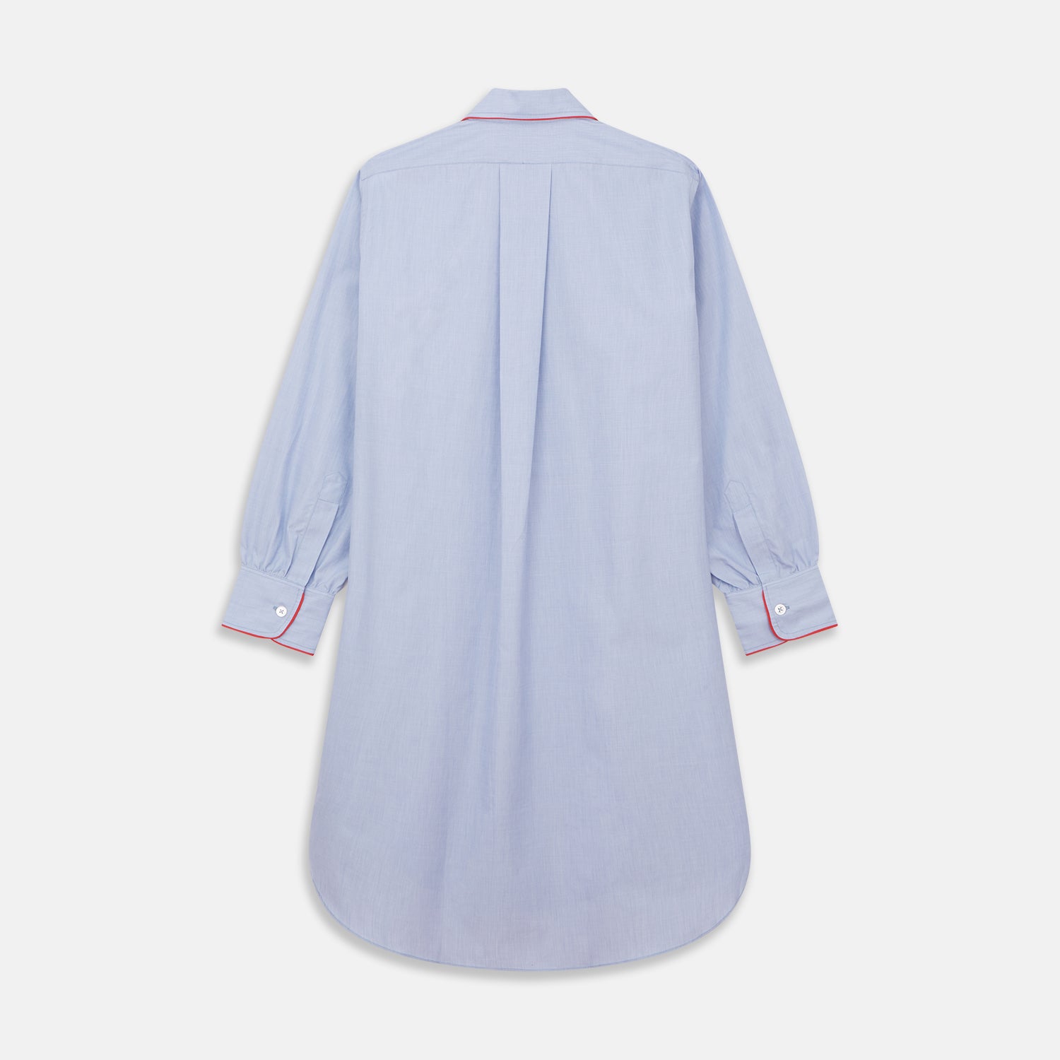 View 5 of product Blue Piped End-on-End Cotton Nightshirt