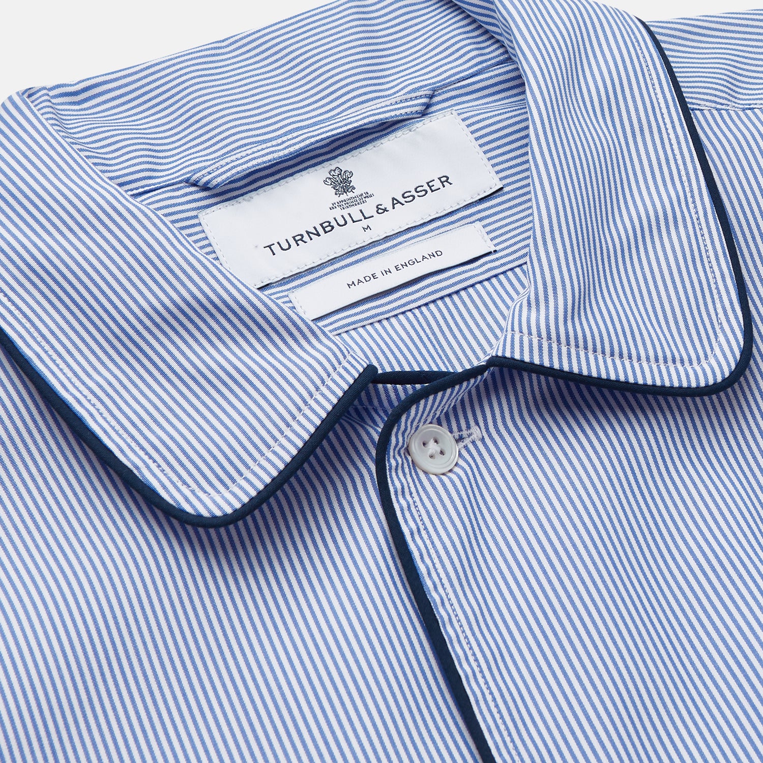 View 2 of product Blue Fine Bengal Stripe Piped Cotton Nightshirt
