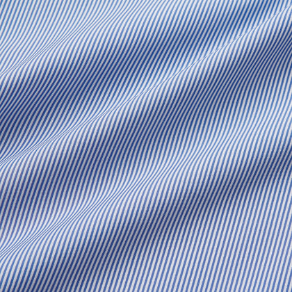 Blue Fine Bengal Stripe Piped Cotton Nightshirt Image 3