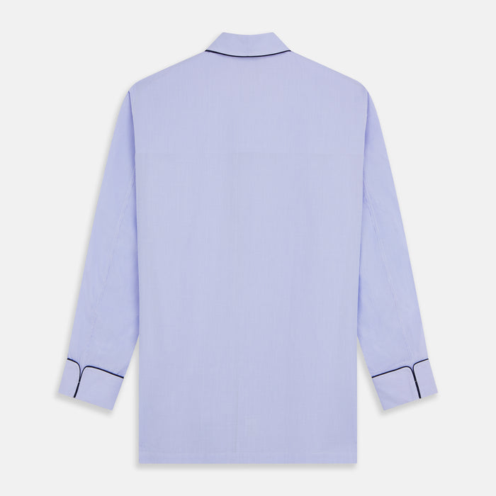 Blue Fine Check Piped Sea Island Quality Cotton Pyjama Set Image 5