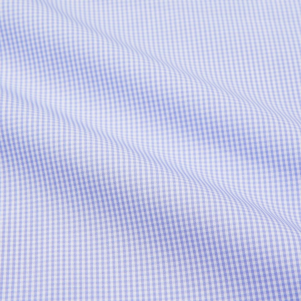 Blue Fine Check Piped Sea Island Quality Cotton Pyjama Set