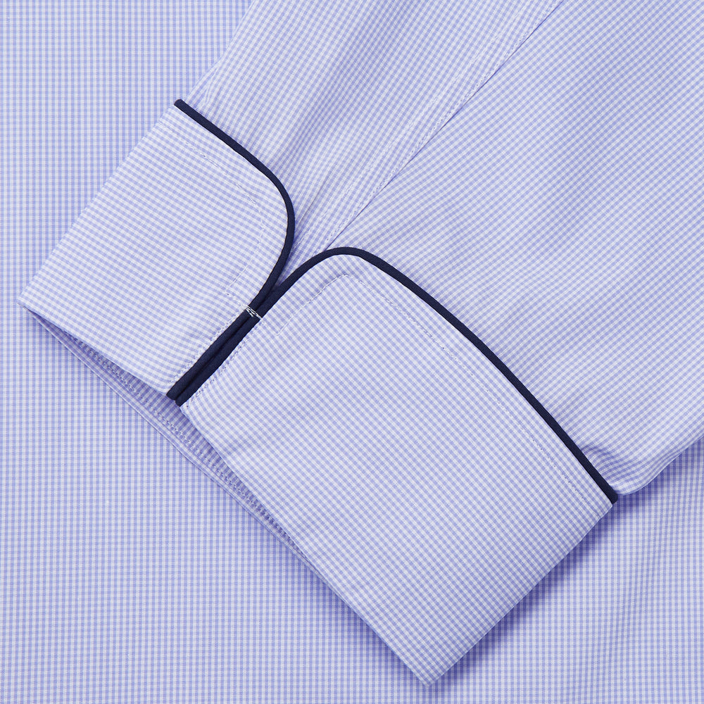 Blue Fine Check Piped Sea Island Quality Cotton Pyjama Set