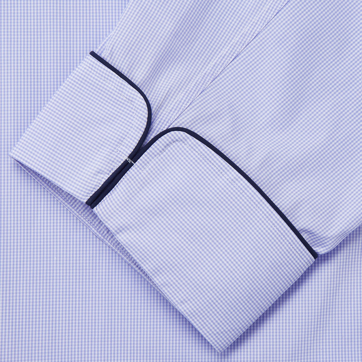 View 3 of product Blue Fine Check Piped Sea Island Quality Cotton Pyjama Set