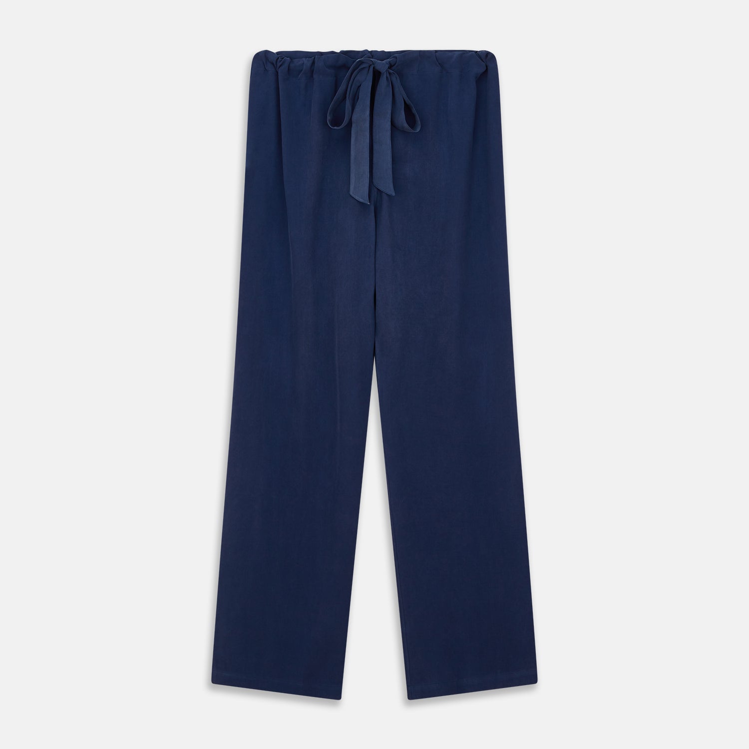 Navy Piped Silk Pyjama Set