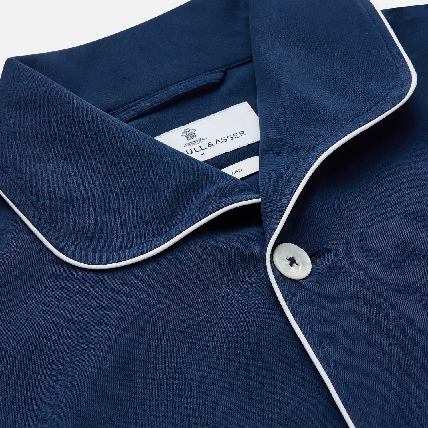 View 3 of product Navy Piped Silk Pyjama Set