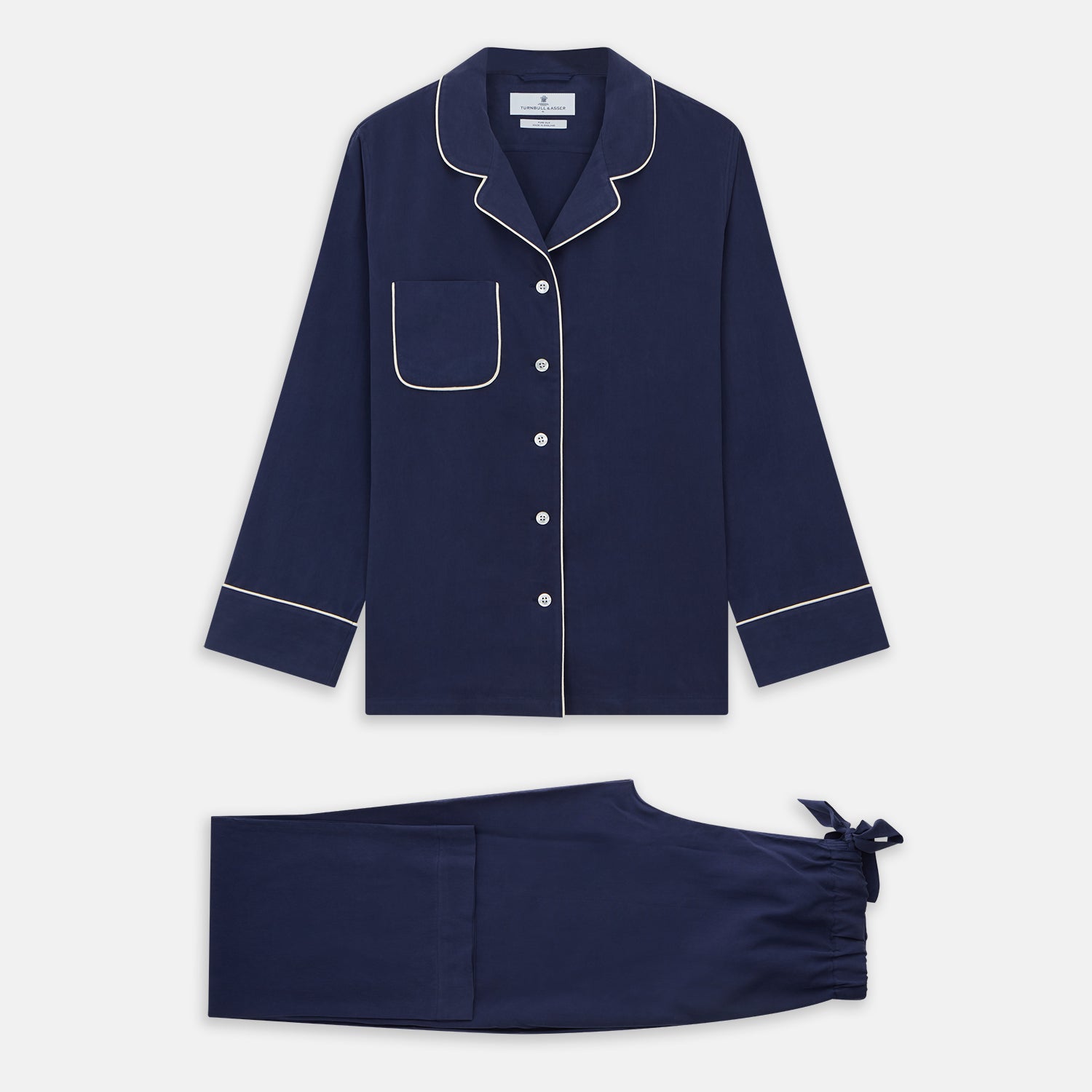 View 2 of product Women's Harriet Navy Silk Pyjama Set