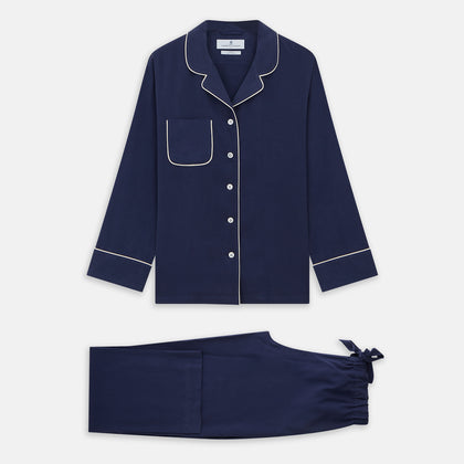 Women's Harriet Navy Silk Pyjama Set