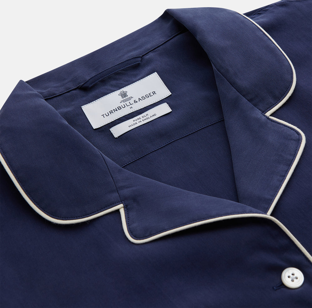 Women's Harriet Navy Silk Pyjama Set