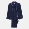 View 1 of product Women's Harriet Navy Silk Pyjama Set