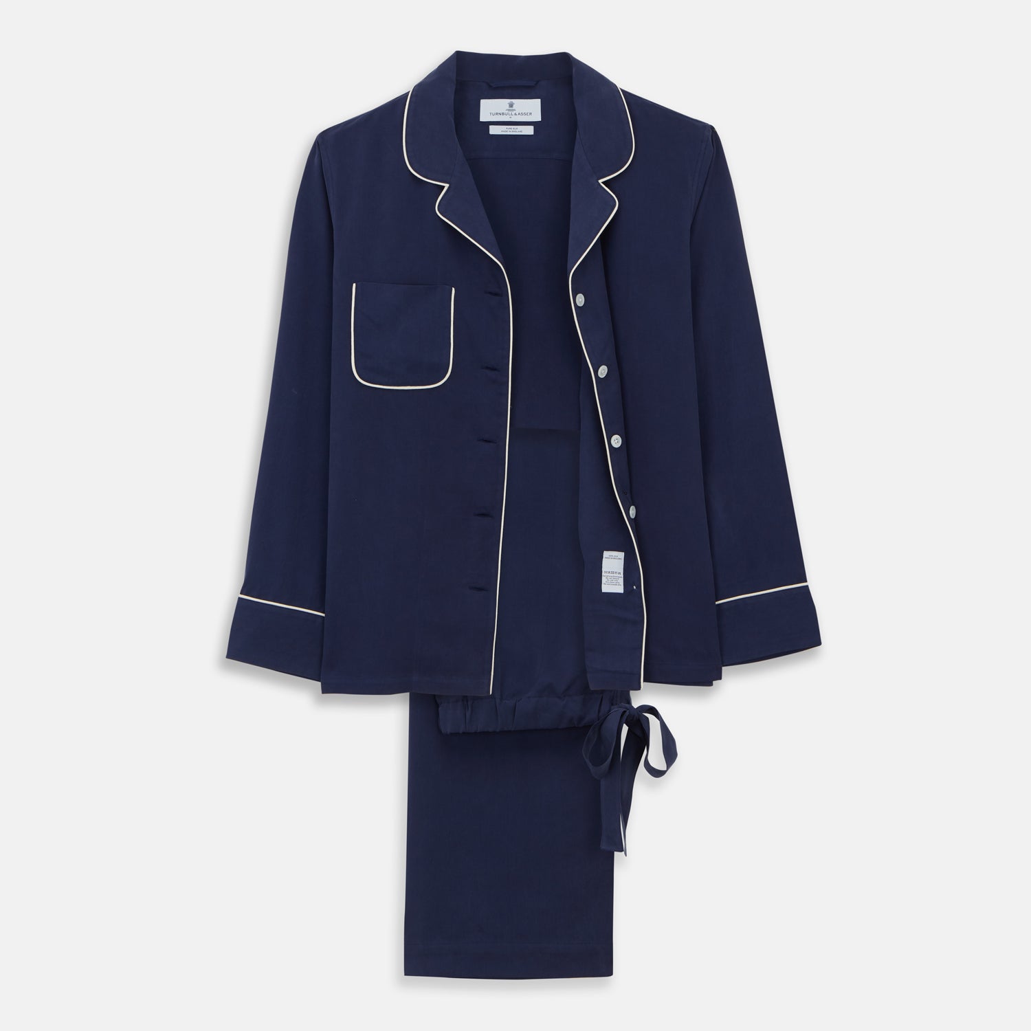 View 1 of product Women's Harriet Navy Silk Pyjama Set