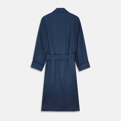 Navy Piped Silk Spot Gown Image 4