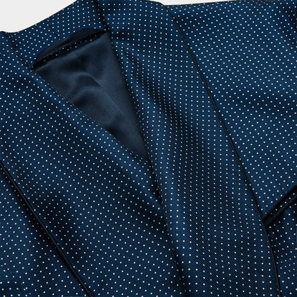Navy Piped Silk Spot Gown Image 1