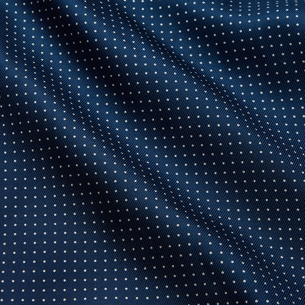 Navy Piped Silk Spot Gown