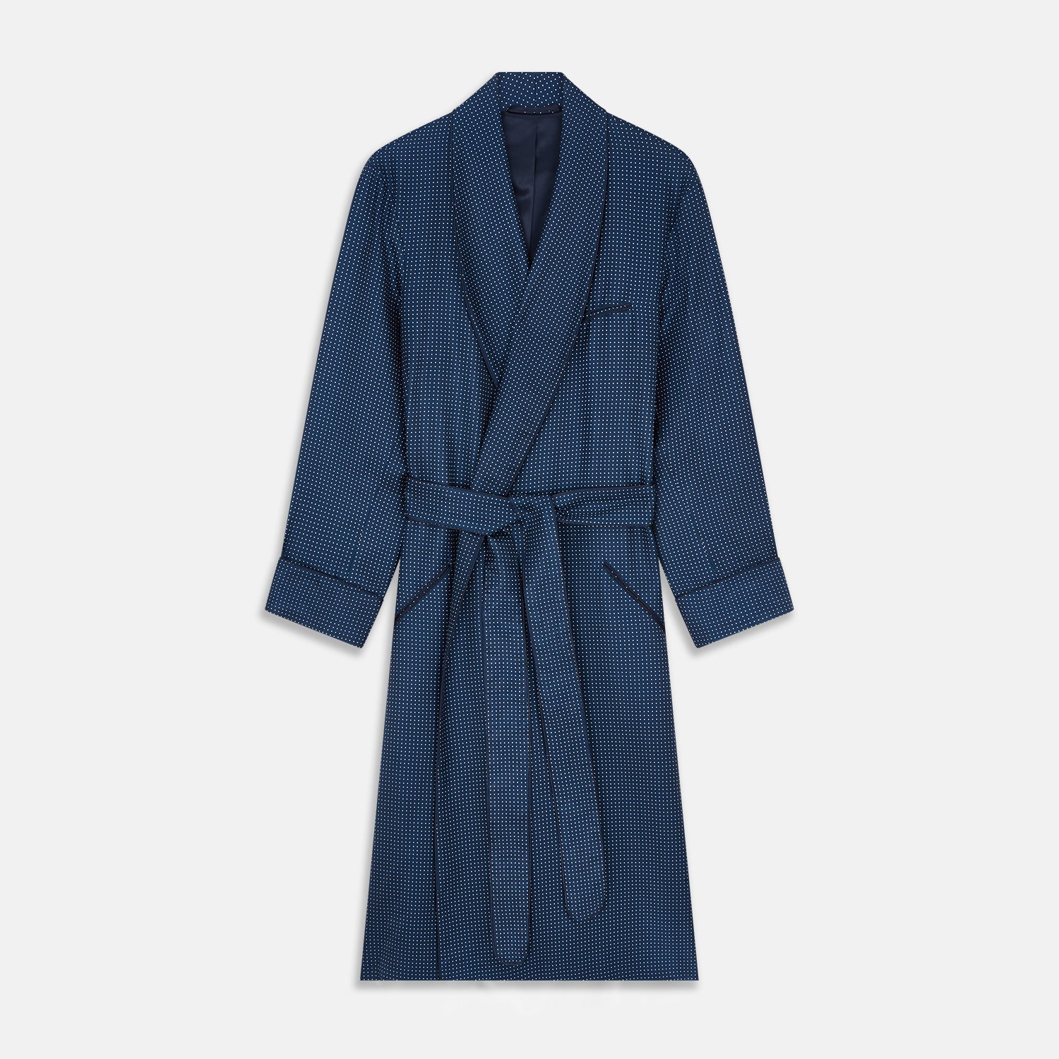 View 1 of product Navy Piped Silk Spot Gown