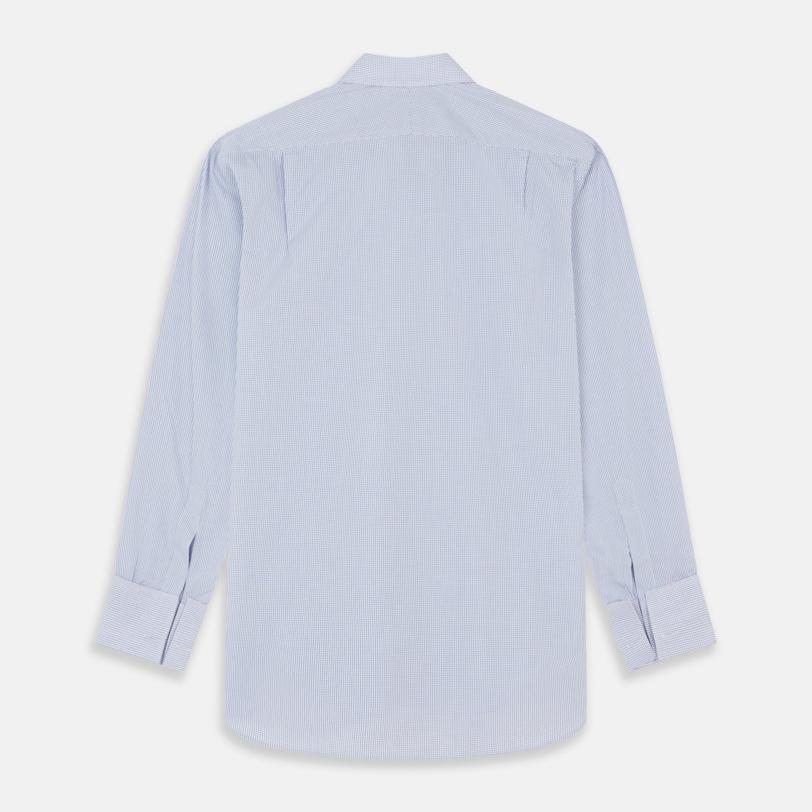 View 5 of product Blue Grid Check Shirt with T&amp;A Collar and Double Cuffs
