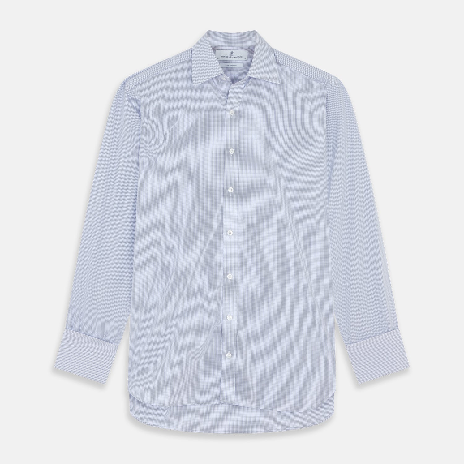 Blue Grid Check Shirt with T&A Collar and Double Cuffs – Turnbull & Asser