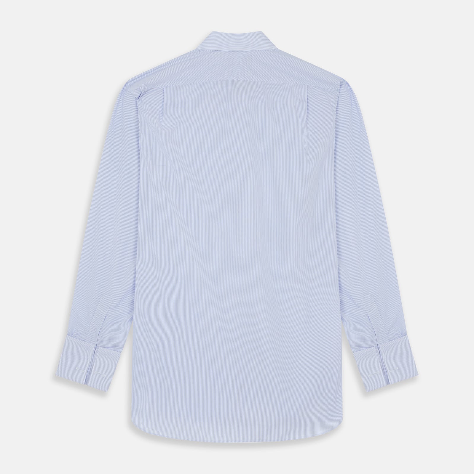 View 5 of product Blue and White Fine Bengal Stripe Sea Island Quality Cotton Shirt with T&A Collar and Double Cuffs
