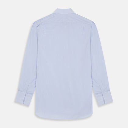 Blue and White Fine Bengal Stripe Sea Island Quality Cotton Shirt with T&A Collar and Double Cuffs Image 4