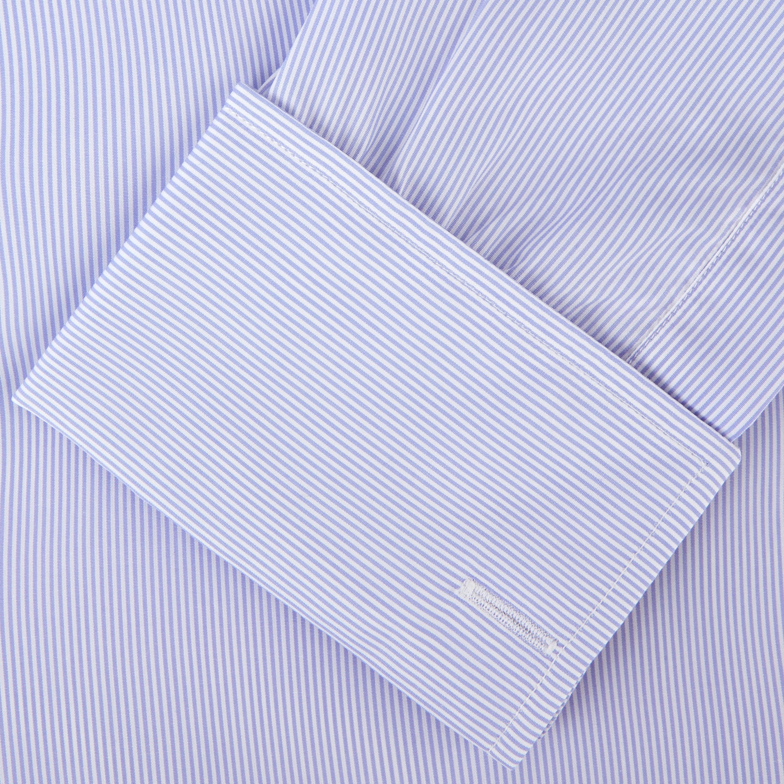 View 3 of product Blue and White Fine Bengal Stripe Sea Island Quality Cotton Shirt with T&A Collar and Double Cuffs