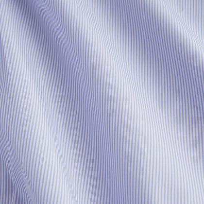 Blue and White Fine Bengal Stripe Sea Island Quality Cotton Shirt with T&A Collar and Double Cuffs Image 3