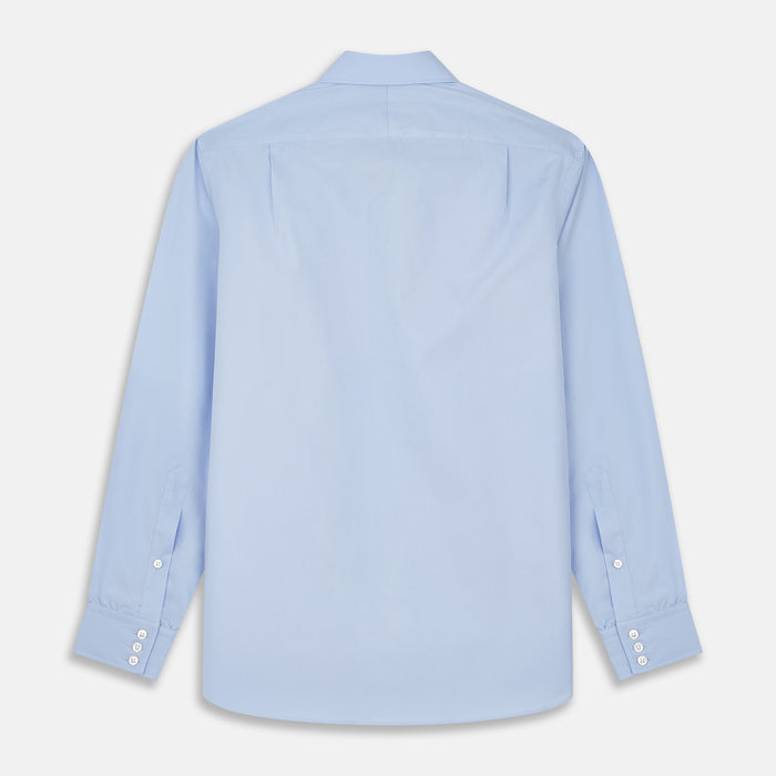 Tailored Fit Blue Cotton Shirt with Kent Collar and 3-Button Cuffs Image 4