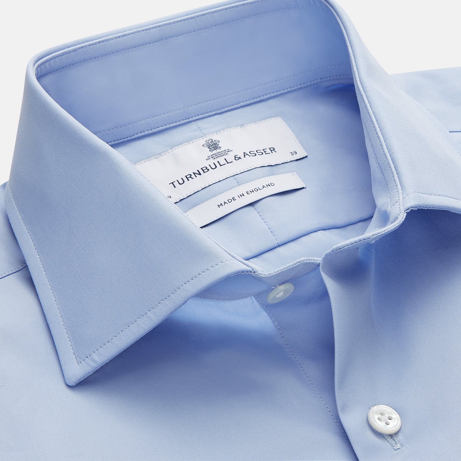 View 2 of product Tailored Fit Blue Cotton Shirt with Kent Collar and 3-Button Cuffs