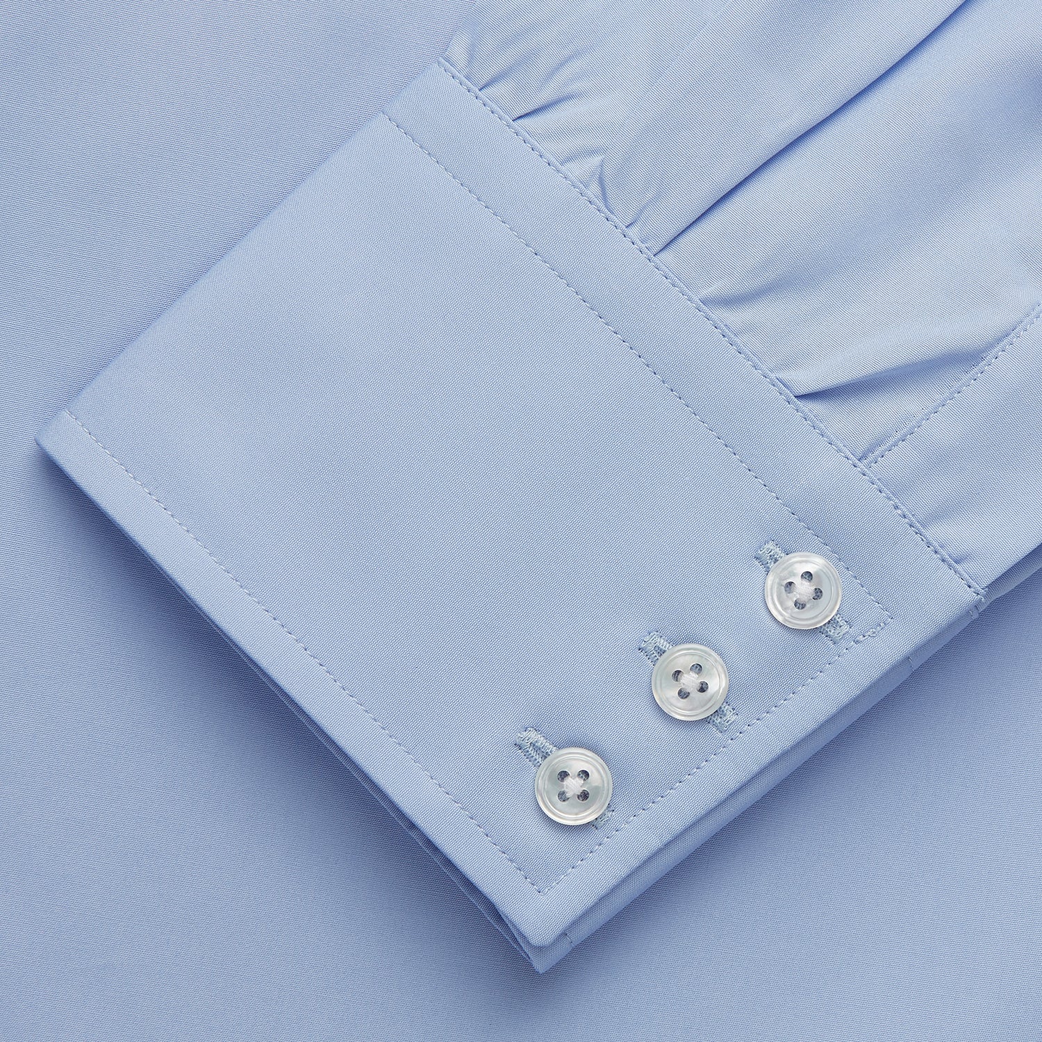 View 3 of product Tailored Fit Blue Cotton Shirt with Kent Collar and 3-Button Cuffs