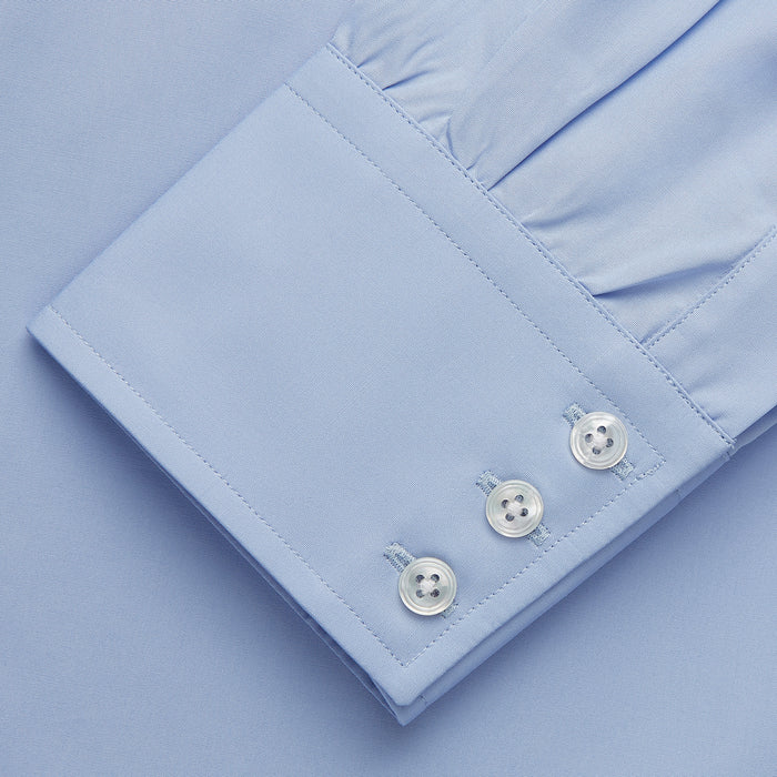 Tailored Fit Blue Cotton Shirt with Kent Collar and 3-Button Cuffs Image 2
