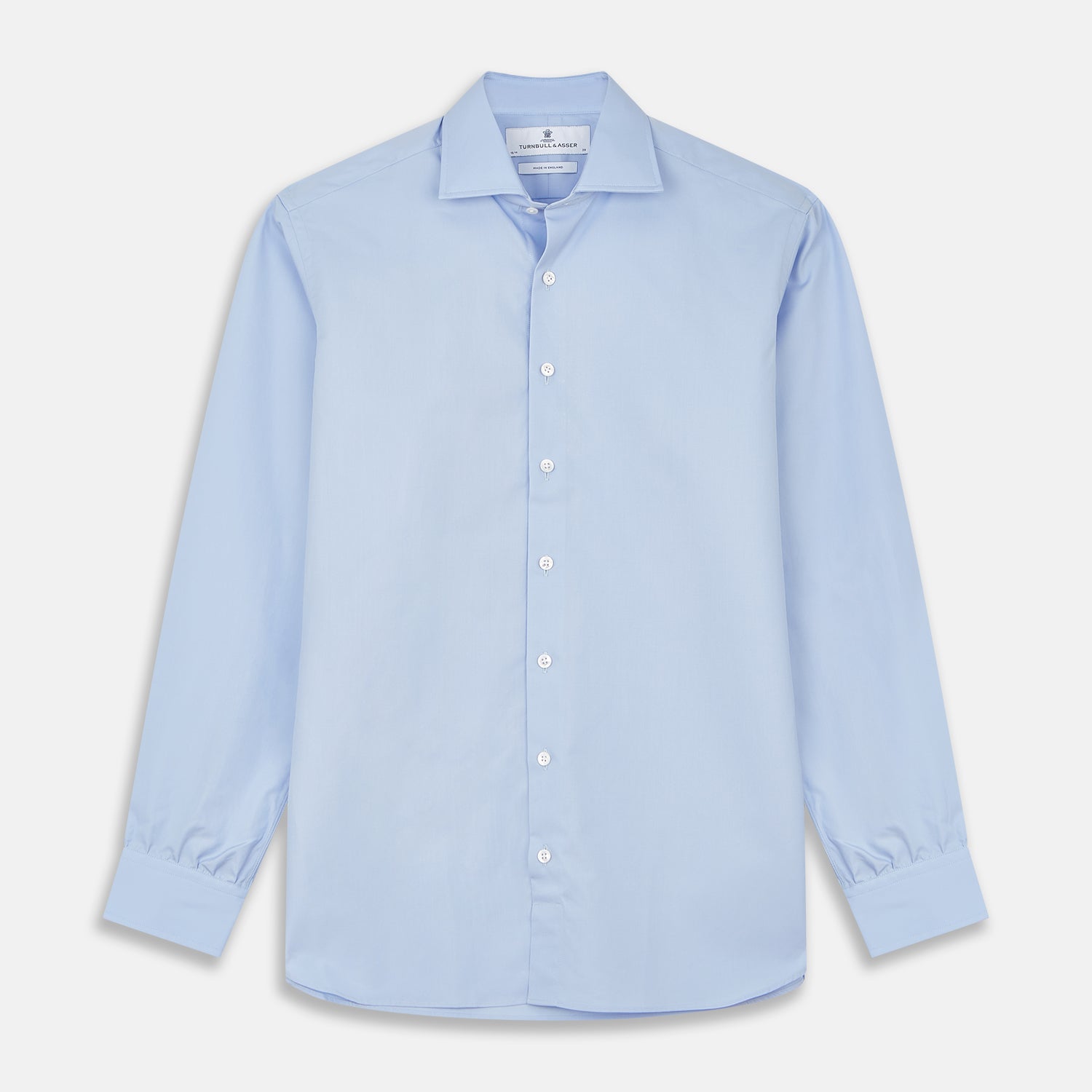 View 1 of product Tailored Fit Blue Cotton Shirt with Kent Collar and 3-Button Cuffs