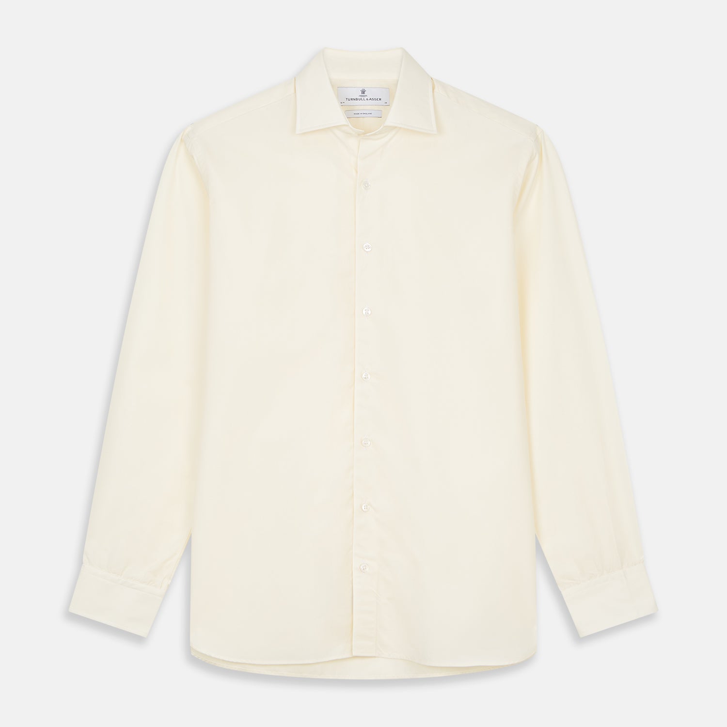 View 1 of product Tailored Fit Cream Cotton Shirt with Kent Collar and 3-Button Cuffs