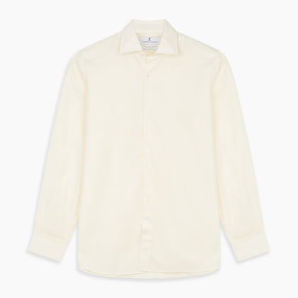 Tailored Fit Cream Cotton Shirt with Kent Collar and Double Cuffs