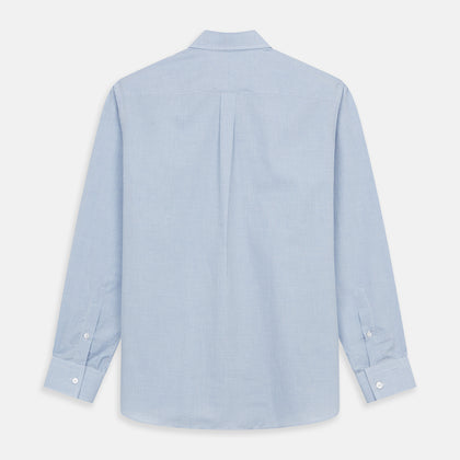 Blue Weekend Fit Cotton-Cashmere Finch Shirt With Derby Collar And Chest Pocket Image 4