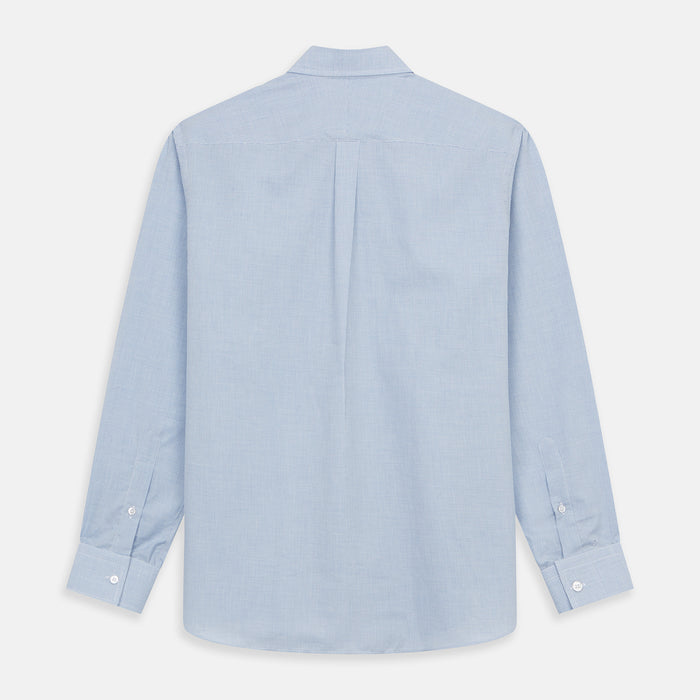 Blue Weekend Fit Cotton-Cashmere Finch Shirt With Derby Collar And Chest Pocket Image 4