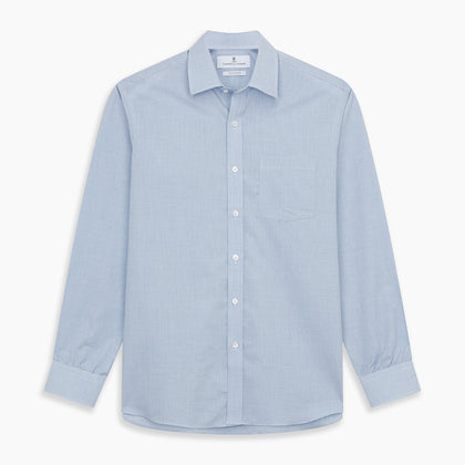 Blue Weekend Fit Cotton-Cashmere Finch Shirt With Derby Collar And Chest Pocket Image 5