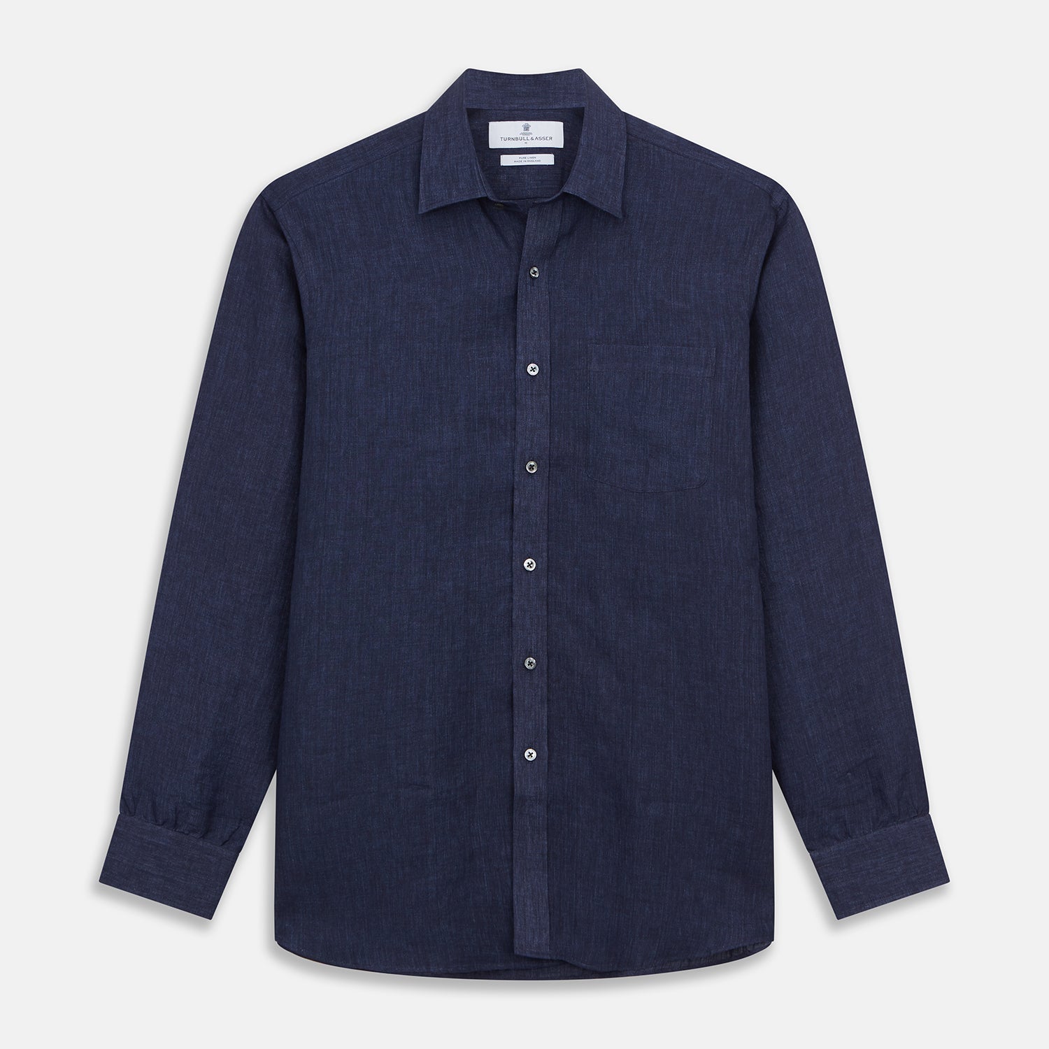 View 1 of product Navy Weekend Fit Linen Finch Shirt With Derby Collar And Chest Pocket