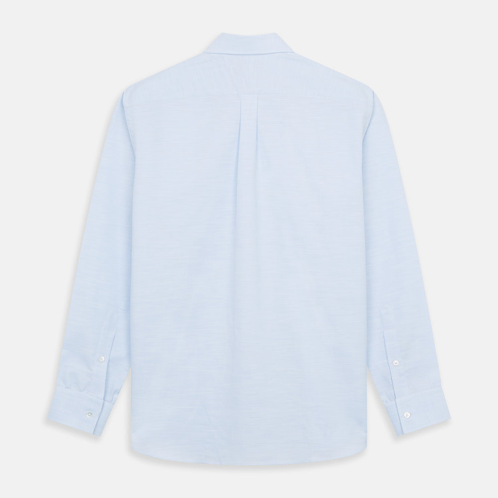 Plain Blue Weekend Fit Chambray Finch Shirt With Derby Collar And Chest Pocket