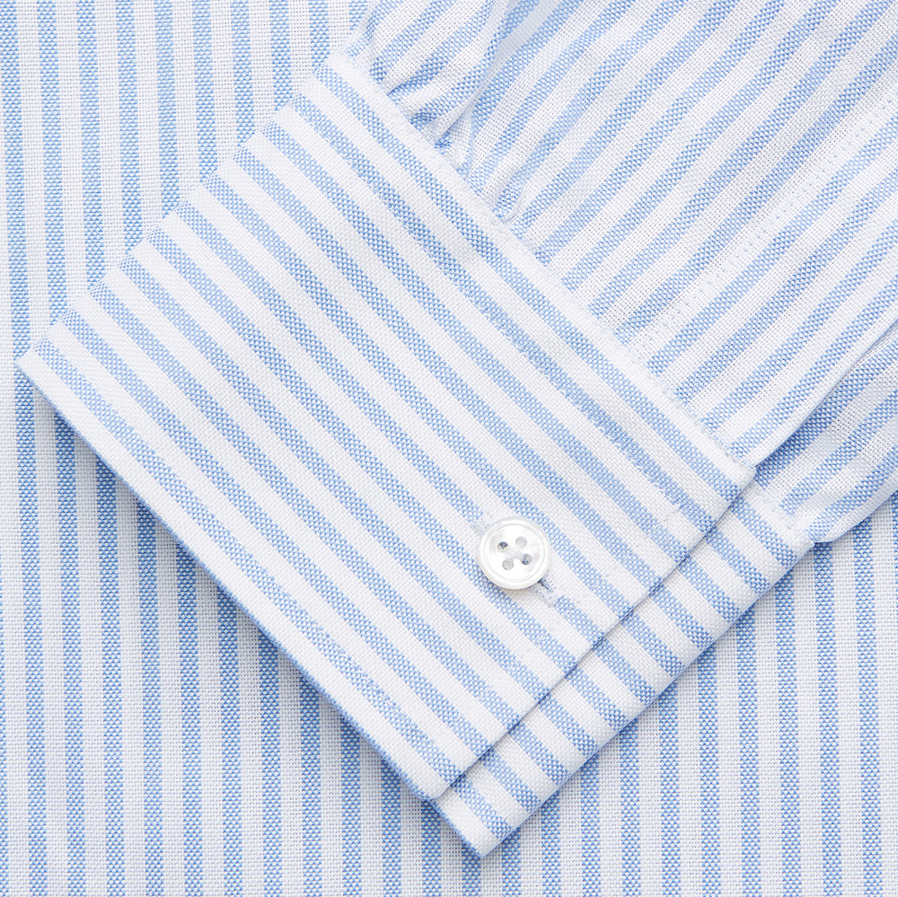 Pale Blue Stripe Weekend Fit Hayne Shirt With Dorset Collar And 1-Button Cuffs