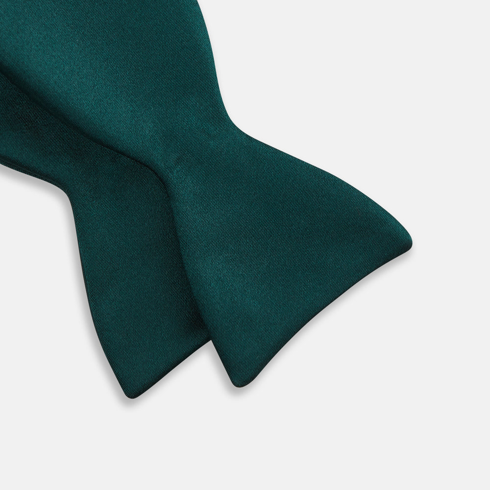 Forest Green Plain Satin Silk Bow Tie