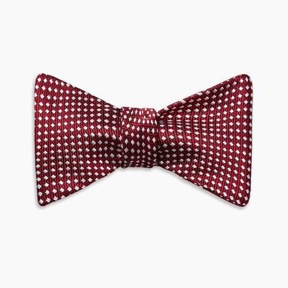 Burgundy and White Diamond Silk Bow Tie Image 3