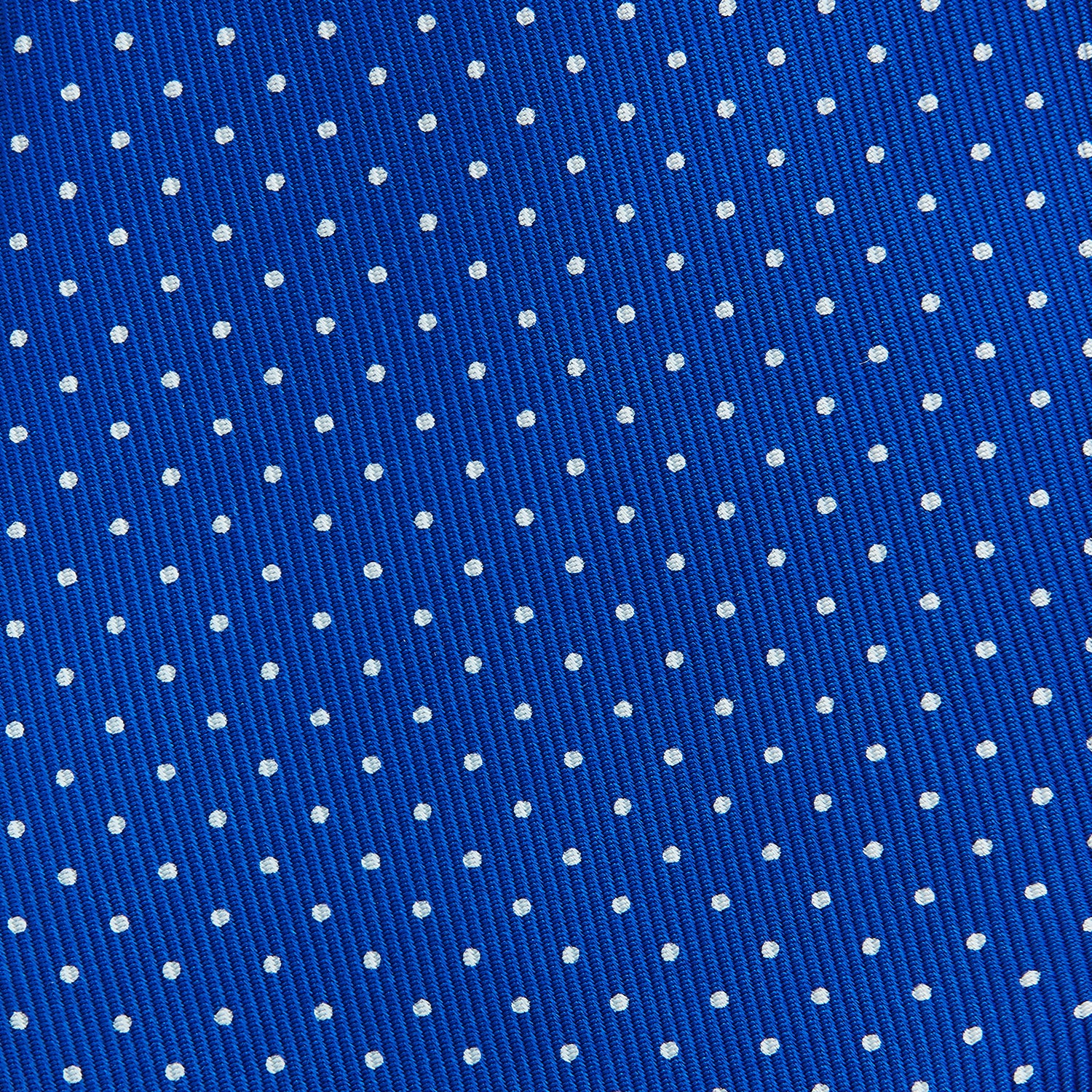 View 3 of product Long Blue and White Small Spot Printed Silk Tie