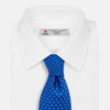 View 2 of product Long Blue and White Small Spot Printed Silk Tie