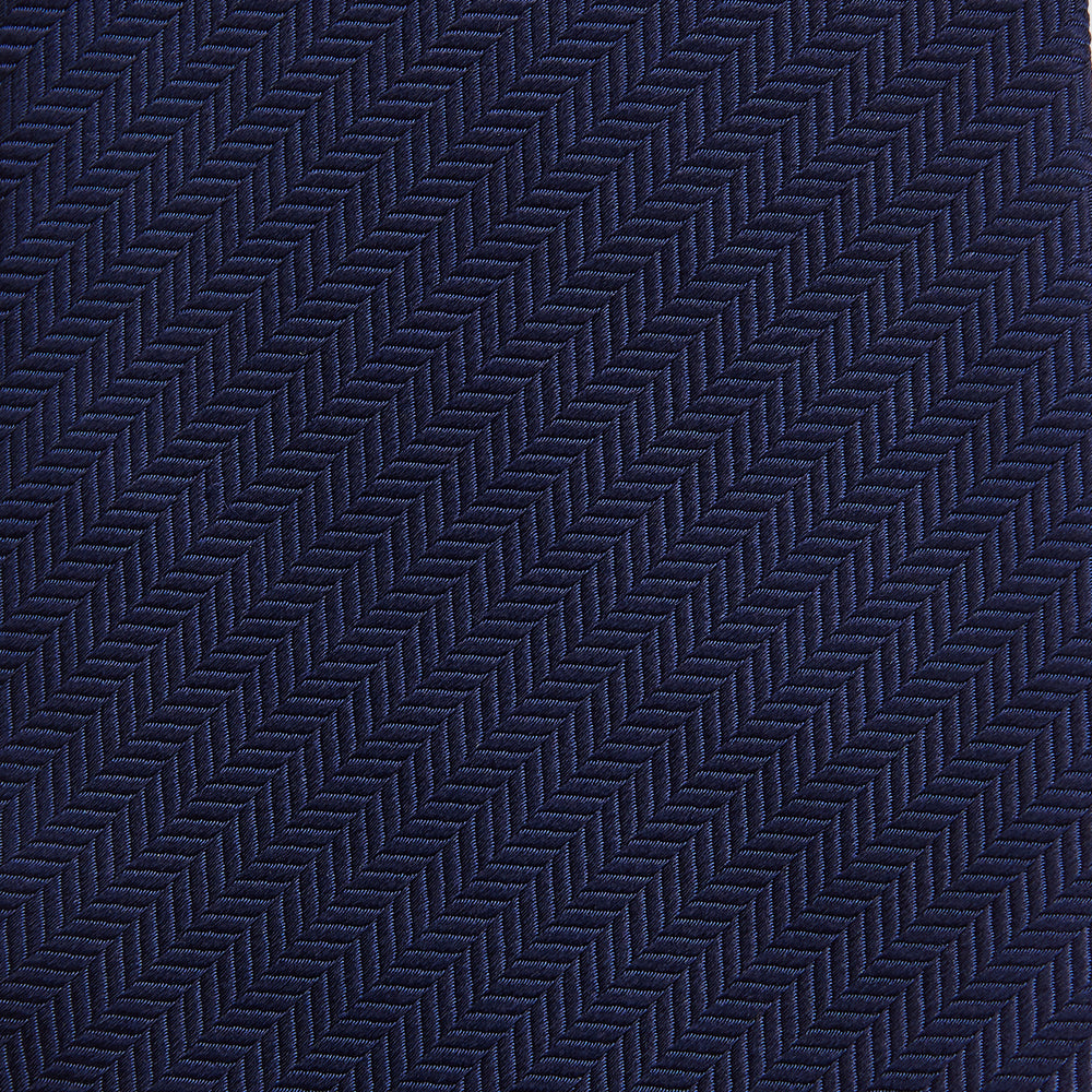 Long Navy Herringbone Silk Tie