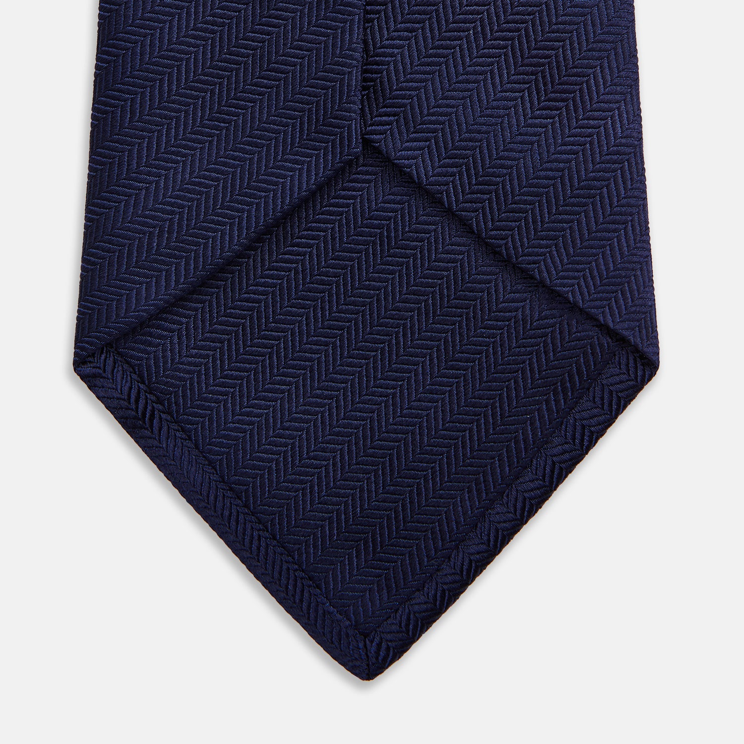 View 4 of product Long Navy Herringbone Silk Tie